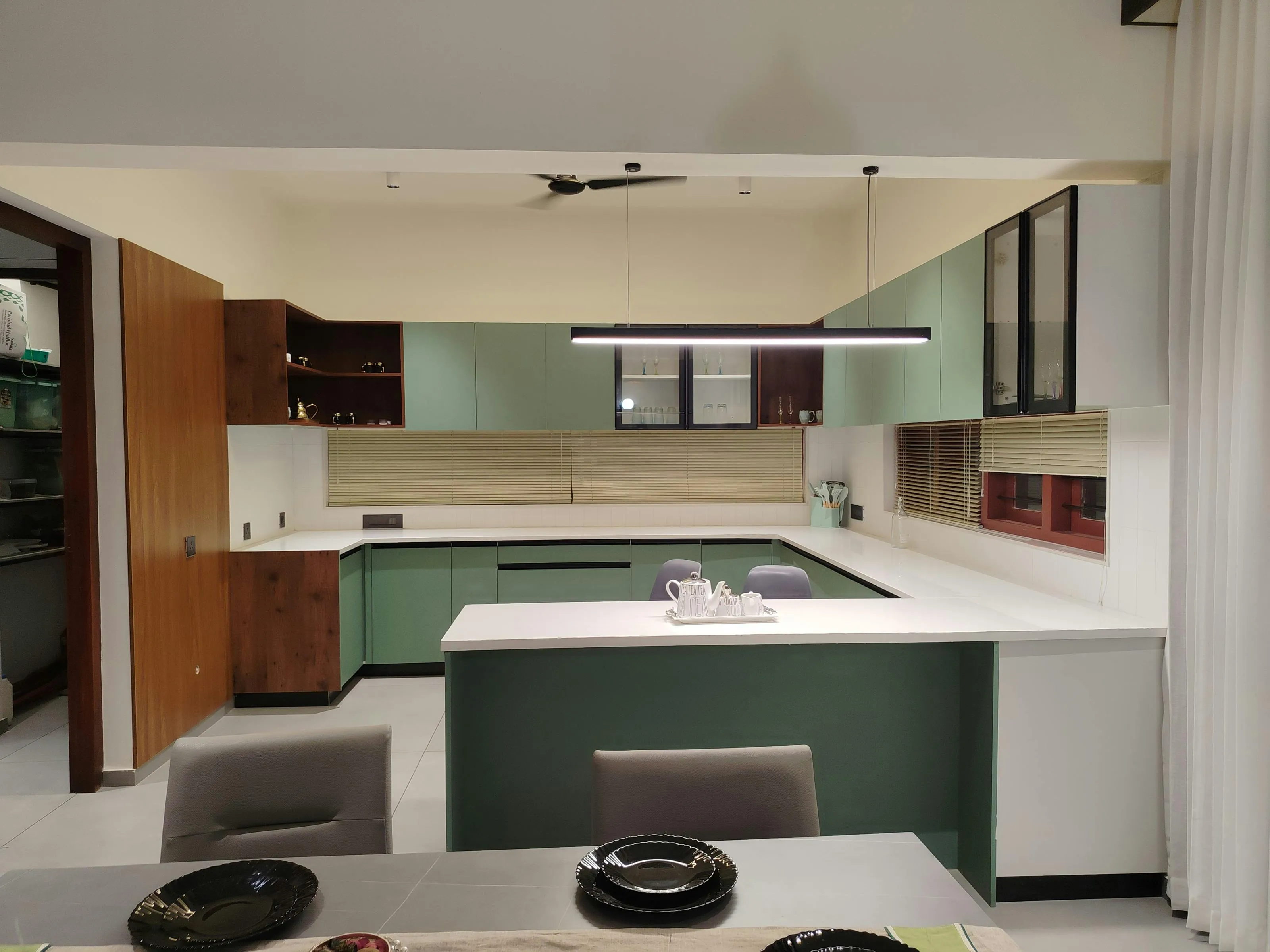 Parallel kitchen layout with dual countertops