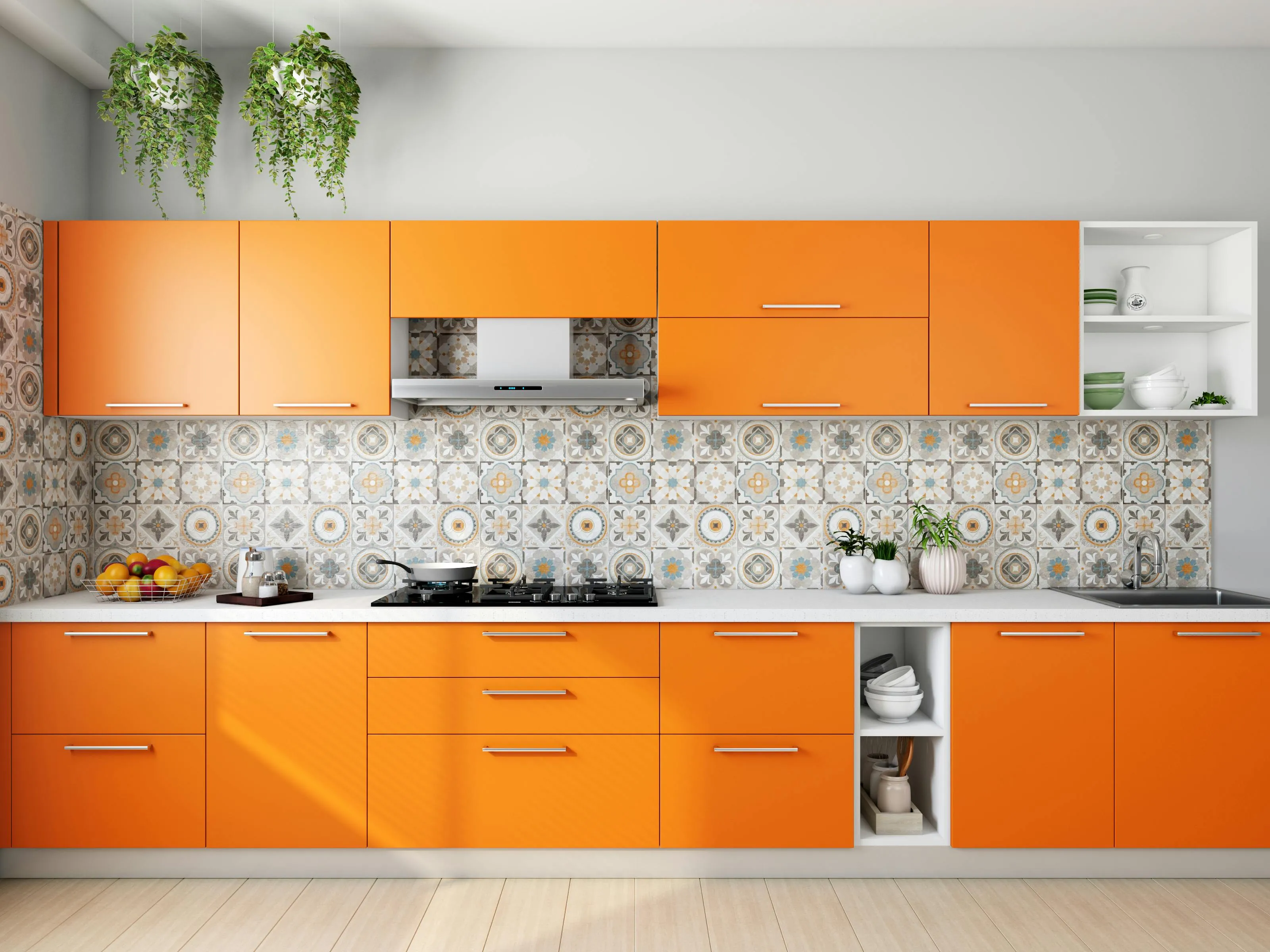 Straight single-wall kitchen layout